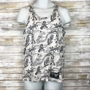 Neff Black/white Hawaiian print tank sz S